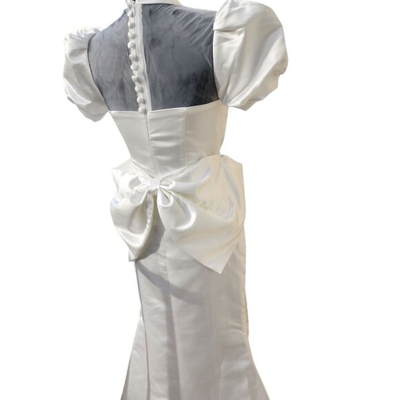 Luxurious Grace Kelly Style Elegant Classy Wedding Haute Couture Bow Dress Gown - Picture 15 of 16
